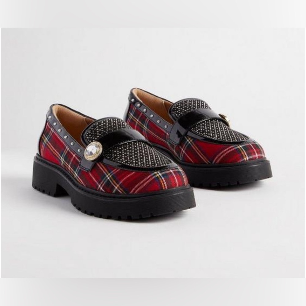 NEW - Betsey Johnson Plaid Buckle Loafers